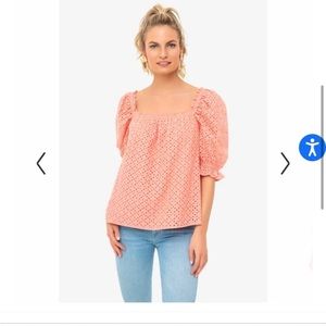 Tuckernuck Pomander Place Coral Eyelet Iris Blouse